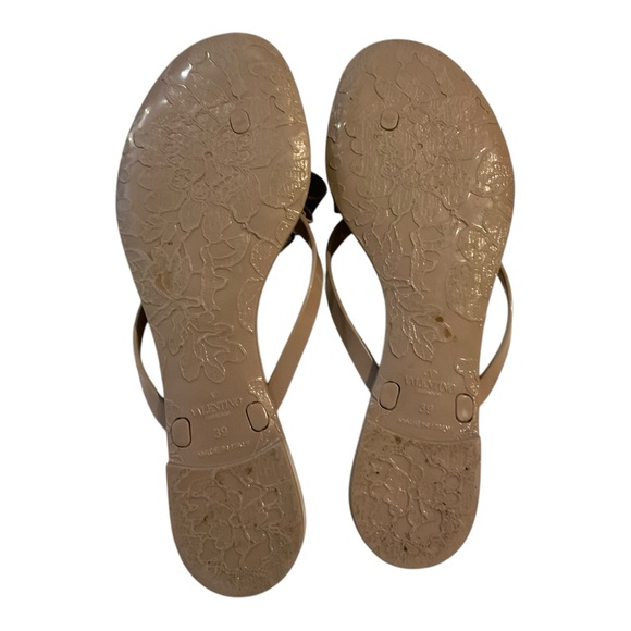 Valentino Garavani Women’s Lace Print Rubber Slides With Bow Slip On Size 39/9 - Picture 11 of 16